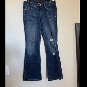 Levi's Superlow 518 7M (28/30) Dark Blue Boot Cut Jeans Distressed details